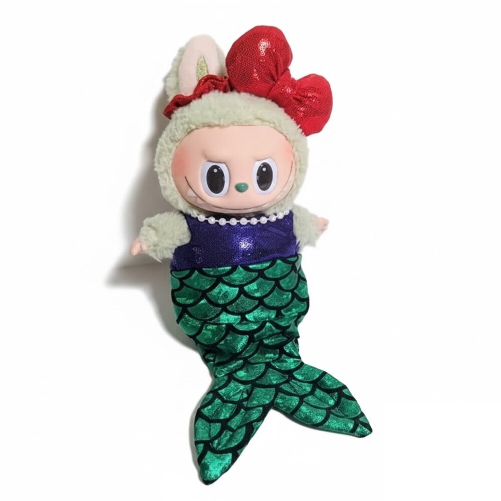 Little Mermaid Ariel Custom Mermaid Outfit and Metallic Bow Made to fit Labubu